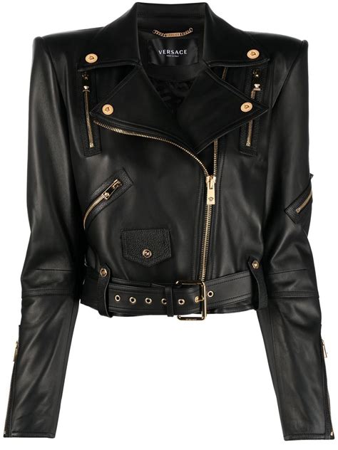 versace collection shearling biker jacket|Versace Collection Leather jackets for Women.